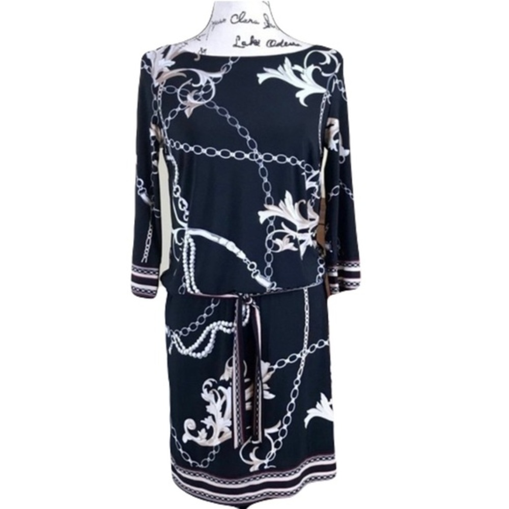 White House Black Market Flower Chain Print Dress